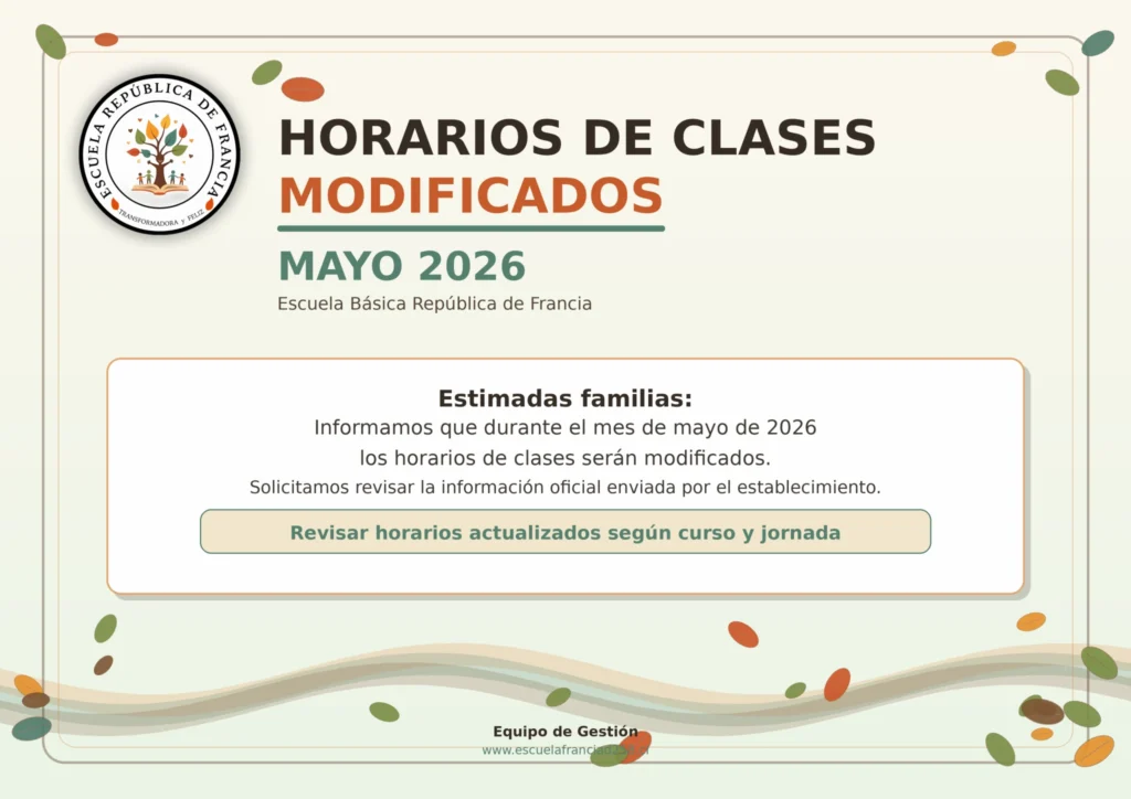 Horarios Modificados Mayo 2026